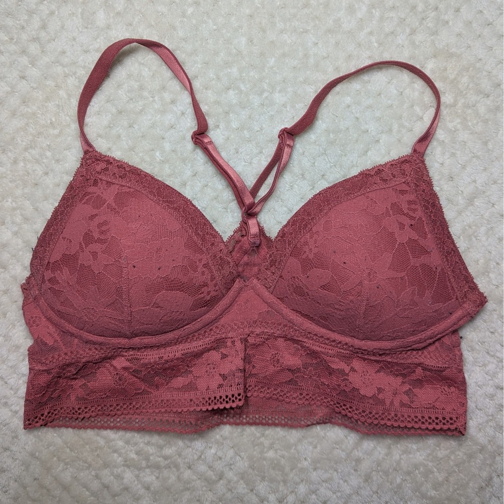 Victoria's Secret Lace Bralette Small‎ B75 Dusty Rose Racerback